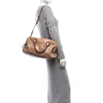 MIU MIU Calfskin Crocodile Embossed Shoulder Bag Beige