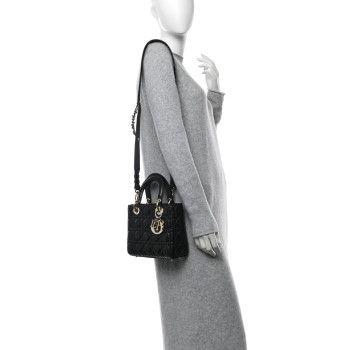 CHRISTIAN DIOR Lambskin Cannage Small My ABCDior Lady Dior Black
