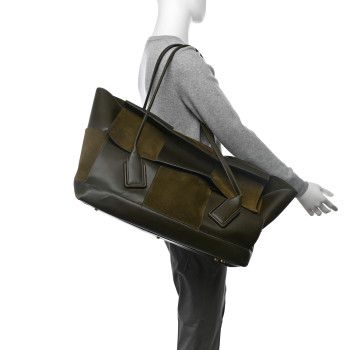 BOTTEGA VENETA Calfskin Suede Maxi Intrecciato Arco 75 Olive Oil
