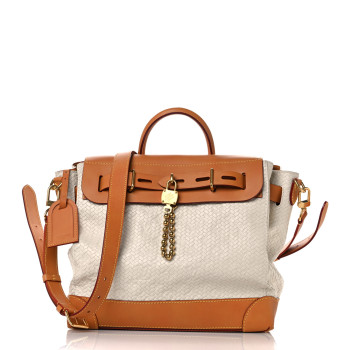LOUIS VUITTON Calfskin Woven Embossed Monogram Steamer 30 Off White