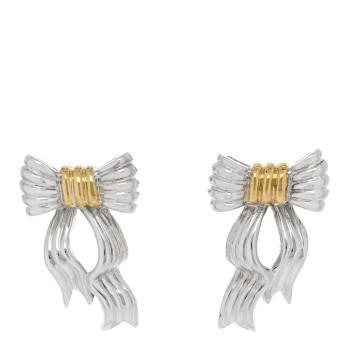 TIFFANY Sterling Silver 18K Yellow Gold Bow Clip On Earrings