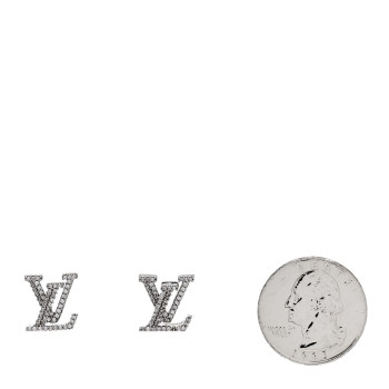 LOUIS VUITTON Crystal LV Iconic Earrings Silver