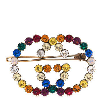 GUCCI Metal Crystal Hairslide Tennis Interlocking G Hair Clip Multicolor