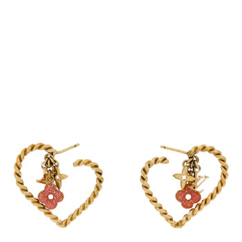 LOUIS VUITTON Sweet Monogram In My Heart Hoop Earrings Gold