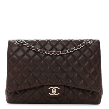 CHANEL Caviar Quilted Maxi Double Flap Brown
