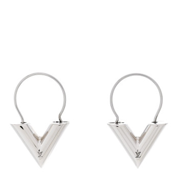 LOUIS VUITTON Essential V Hoop Earrings Silver