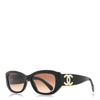 CHANEL Acetate Rectangle Sunglasses 5493 Black Brown