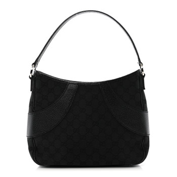 GUCCI Monogram Leather Shoulder Bag Black