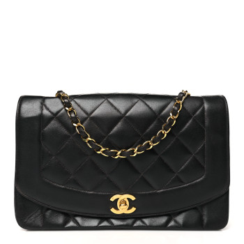 CHANEL Lambskin Quilted Medium Single Flap Black