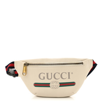 GUCCI Grained Calfskin Small Logo Belt Bag White