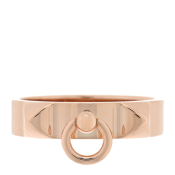 HERMES 18K Rose Gold PM Collier De Chien Ring 57 8
