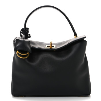 BALENCIAGA Natural Smooth Calfskin Mini Rodeo Top Handle Handbag Black