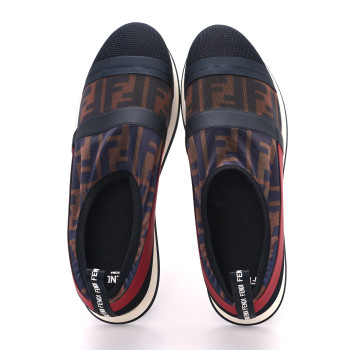 FENDI Technical Mesh Tulle FF Slip On Sneaker 40 Red Tobacco