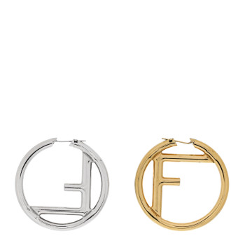FENDI Metal FF Hoop Earrings Gold Silver