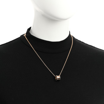 BULGARI 18K Rose White Gold B.Zero1 Pendant Necklace