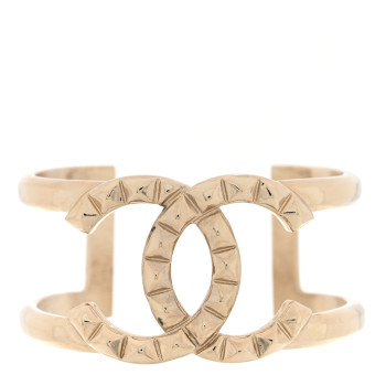 CHANEL Metal Studded CC Cuff Gold