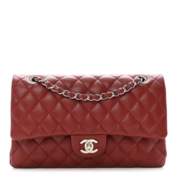 CHANEL Caviar Quilted Medium Double Flap Dark Red