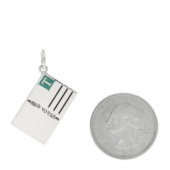 TIFFANY Sterling Silver Enamel Australia Postcard Charm Blue
