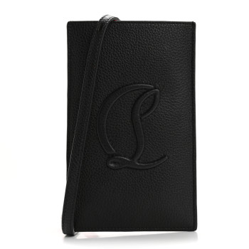 CHRISTIAN LOUBOUTIN Calfskin By My Side Crossbody Phone Case Black