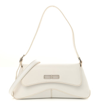 BALENCIAGA Box Calfskin Small XX Flap Stretch Bag White
