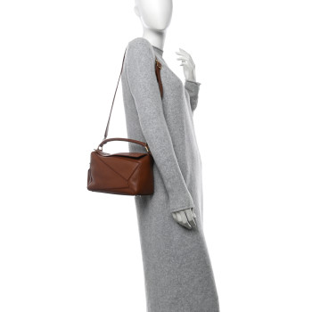 LOEWE Nappa Lambskin Small Featherlight Puzzle Bag Pecan