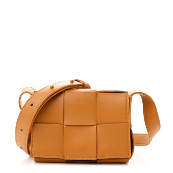 BOTTEGA VENETA Lambskin Maxi Intreccio Candy Cassette Crossbody Bag Caramel