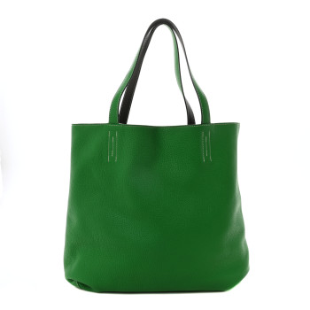 HERMES Taurillon Clemence Double Sens 36 Reversible Tote Vert De Gris Bamboo
