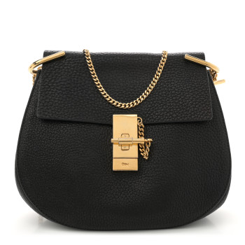 CHLOE Grained Lambskin Drew Shoulder Bag Black