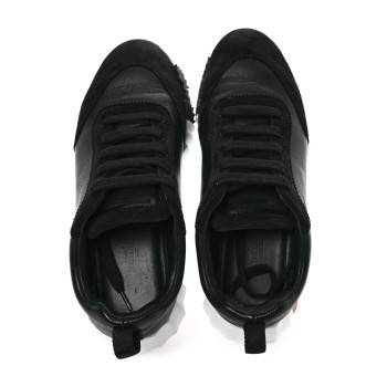 HERMES Goatskin Suede Goatskin Bouncing Sneakers 37.5 Black