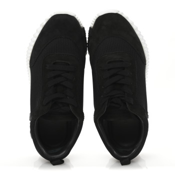 HERMES Technical Mesh Suede Goatskin Bouncing Sneakers 38.5 Black