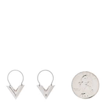 LOUIS VUITTON Essential V Hoop Earrings Silver
