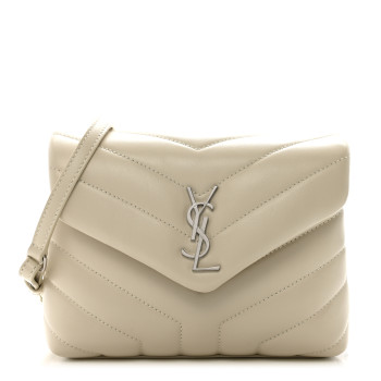 SAINT LAURENT Calfskin Y Quilted Monogram Toy Loulou Crossbody Bag Crema Soft