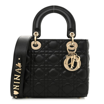 CHRISTIAN DIOR Lambskin Cannage Small My ABCDior Lady Dior Black