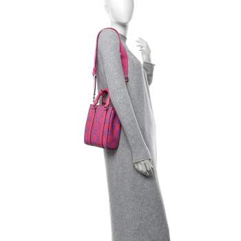 GUCCI Calfskin GG Tennis Embossed Mini Tote Bag Modern Fuchsia Modern Blue