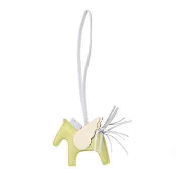 HERMES Milo Lambskin Grigri Rodeo Pegase Horse Bag Charm PM Jaune Bourgeon Bleu Brume Nata