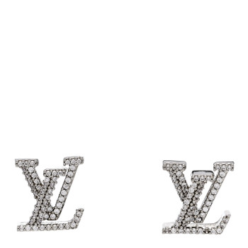 LOUIS VUITTON Crystal LV Iconic Earrings Silver