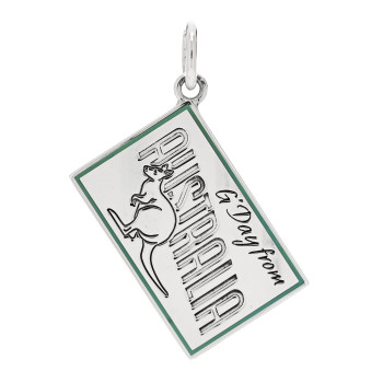 TIFFANY Sterling Silver Enamel Australia Postcard Charm Blue