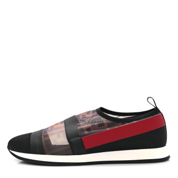 FENDI Technical Mesh Tulle FF Slip On Sneaker 40 Red Tobacco