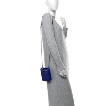 CHANEL Calfskin Quilted Crossbody CC Phone Holder Dark Blue