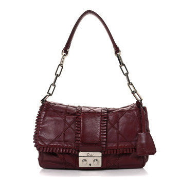 CHRISTIAN DIOR Lambskin Cannage Ruffle New Lock Flap Red