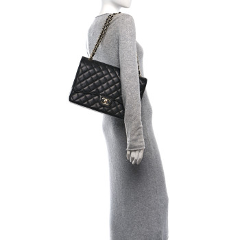 CHANEL Caviar Quilted Maxi Double Flap Black