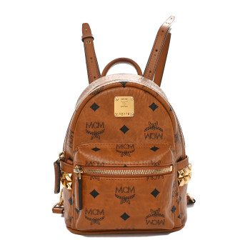 MCM Visetos Side Stud X-Mini Stark Backpack Cognac