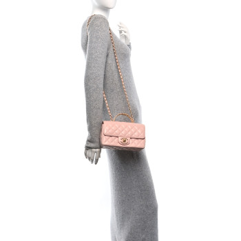 CHANEL Lambskin Quilted Mini Strass On Top Flap Light Pink