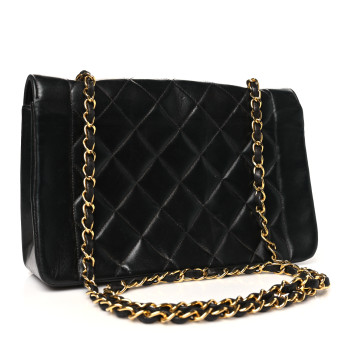 CHANEL Lambskin Quilted Medium Single Flap Black