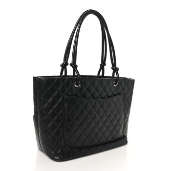 CHANEL Calfskin Quilted Large Cambon Tote Black