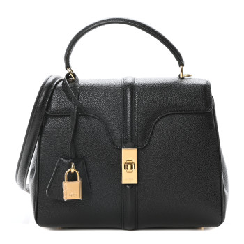 CELINE Grained Calfskin Classique 16 Top Handle Bag Black