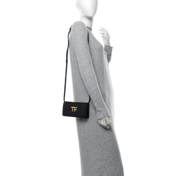TOM FORD Crocodile Embossed Calfskin TF Mini Bag Black
