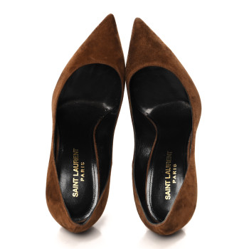 SAINT LAURENT Suede Zoe 105 Pump 36.5 Caramel