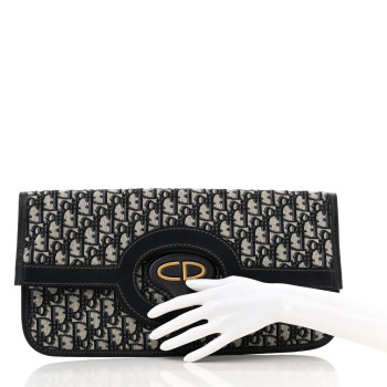 CHRISTIAN DIOR Oblique Fold Over Clutch Blue