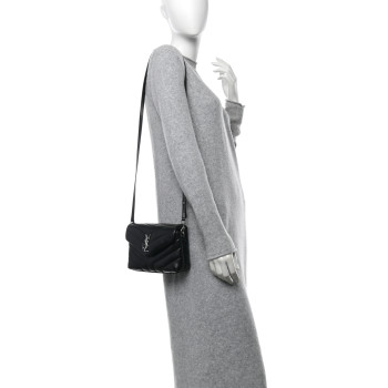 SAINT LAURENT Calfskin Y Quilted Monogram Toy Loulou Crossbody Bag Black
